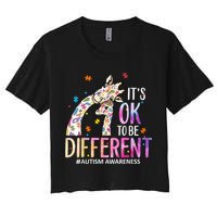 Its Ok To Be Different Autism Awareness Acceptance Be Kind Women's Crop Top Tee