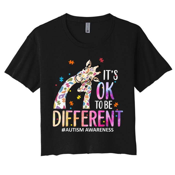 Its Ok To Be Different Autism Awareness Acceptance Be Kind Women's Crop Top Tee