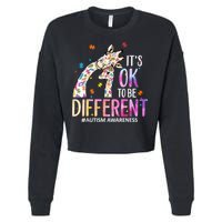 Its Ok To Be Different Autism Awareness Acceptance Be Kind Cropped Pullover Crew