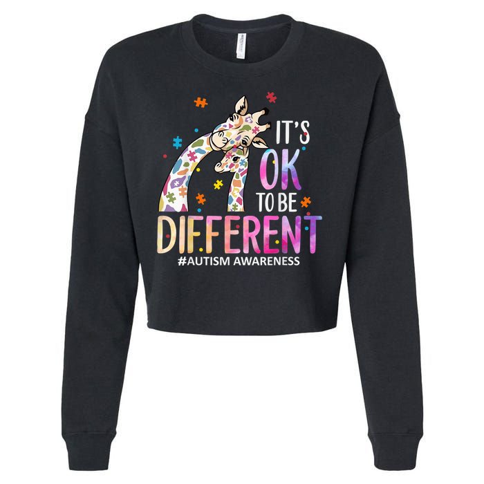 Its Ok To Be Different Autism Awareness Acceptance Be Kind Cropped Pullover Crew