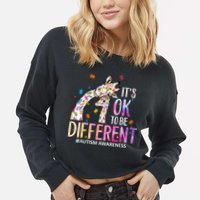 Its Ok To Be Different Autism Awareness Acceptance Be Kind Cropped Pullover Crew