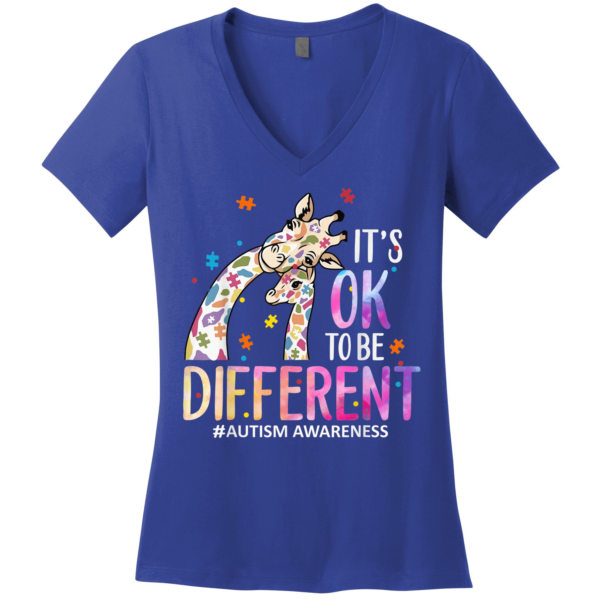 Its Ok To Be Different Autism Awareness Acceptance Be Kind Women's V-Neck T-Shirt