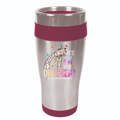 Its Ok To Be Different Autism Awareness Acceptance Be Kind 16oz Travel Tumbler