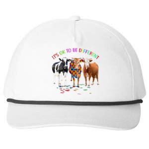 its ok to be different cow autism awareness Snapback Five-Panel Rope Hat