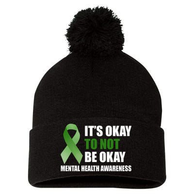 It's Okay To Not Be Okay Mental Health Awareness Ribbon Pom Pom 12in Knit Beanie