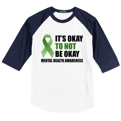 It's Okay To Not Be Okay Mental Health Awareness Ribbon Baseball Sleeve Shirt