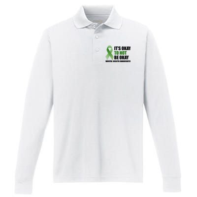 It's Okay To Not Be Okay Mental Health Awareness Ribbon Performance Long Sleeve Polo