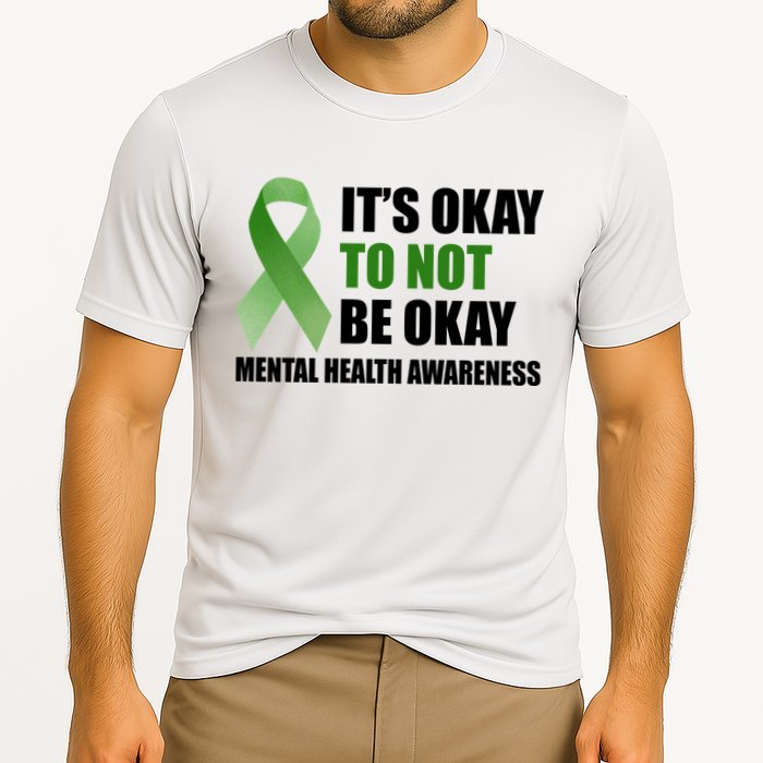 It's Okay To Not Be Okay Mental Health Awareness Ribbon Cooling Performance Crew T-Shirt