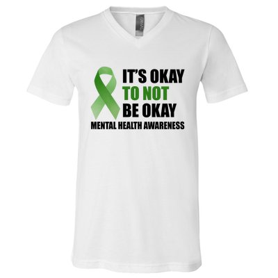 It's Okay To Not Be Okay Mental Health Awareness Ribbon V-Neck T-Shirt