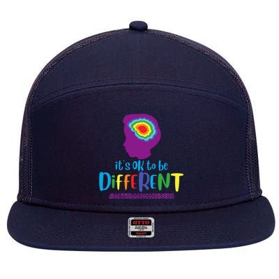 It's OK To Be Different Autism Awareness 7 Panel Mesh Trucker Snapback Hat