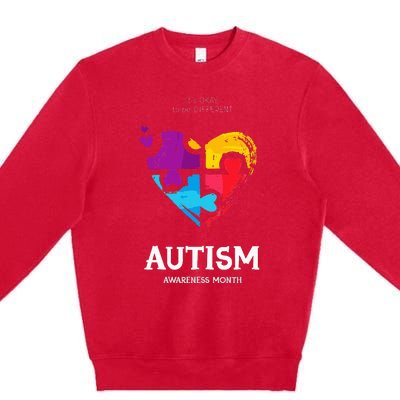 It's Ok To Be Different Autism Awareness Premium Crewneck Sweatshirt