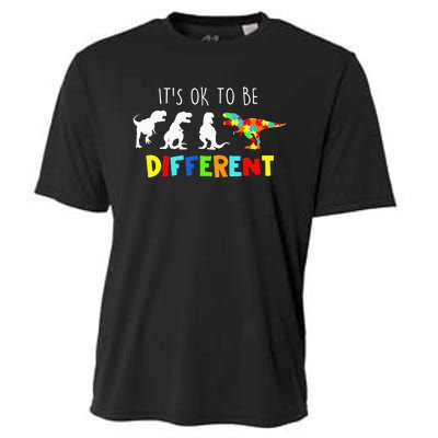 It's Ok To Be Different Autism Awareness Dinosaur Cooling Performance Crew T-Shirt