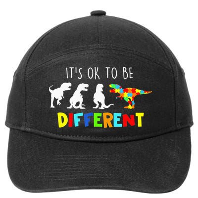 It's Ok To Be Different Autism Awareness Dinosaur 7-Panel Snapback Hat