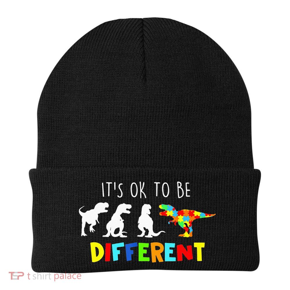 It's Ok To Be Different Autism Awareness Dinosaur Beanie