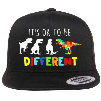 It's Ok To Be Different Autism Awareness Dinosaur Flatbill Hat