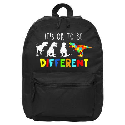 It's Ok To Be Different Autism Awareness Dinosaur 16 in Basic Backpack