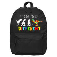 It's Ok To Be Different Autism Awareness Dinosaur 16 in Basic Backpack