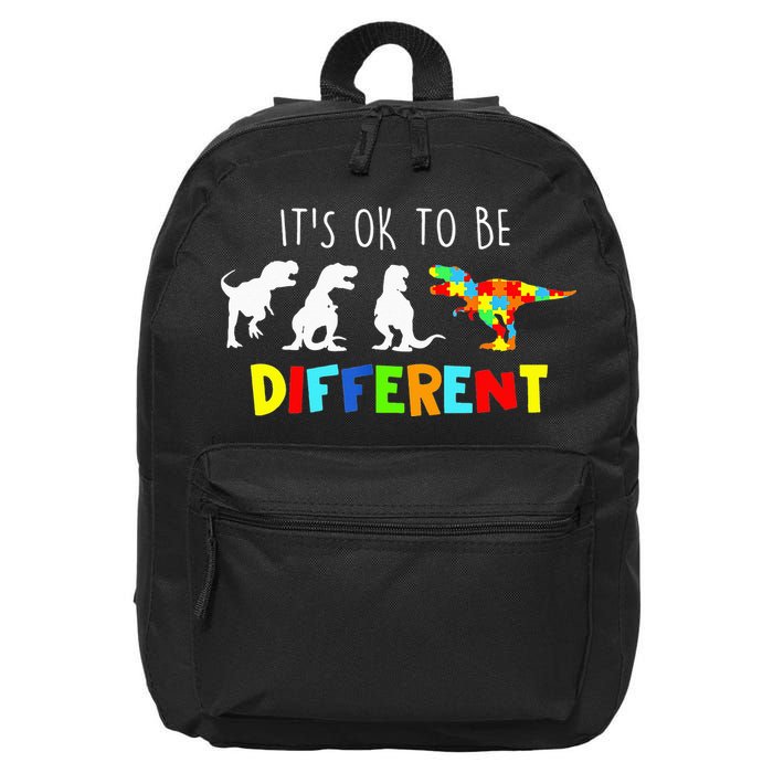 It's Ok To Be Different Autism Awareness Dinosaur 16 in Basic Backpack
