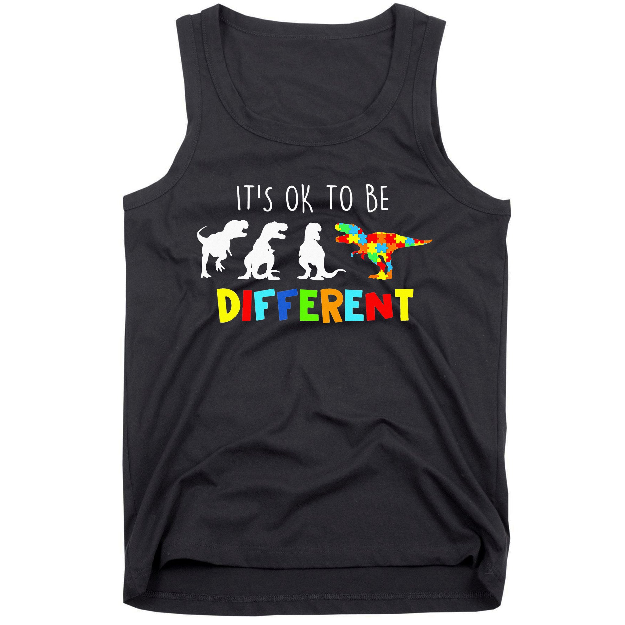 It's Ok To Be Different Autism Awareness Dinosaur Tank Top