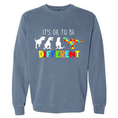 It's Ok To Be Different Autism Awareness Dinosaur Garment-Dyed Sweatshirt