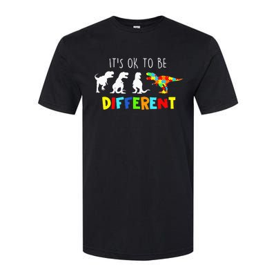 It's Ok To Be Different Autism Awareness Dinosaur Softstyle CVC T-Shirt