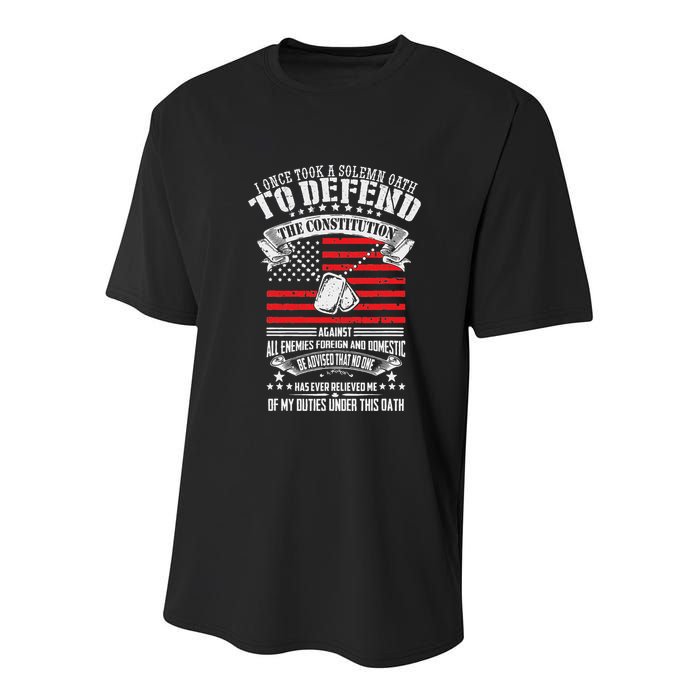 I Once Took A Solemn Oath To Defend Constitution VeternS Da Youth Performance Sprint T-Shirt