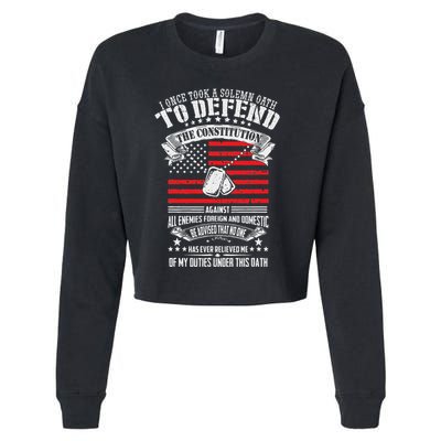 I Once Took A Solemn Oath To Defend Constitution VeternS Da Cropped Pullover Crew