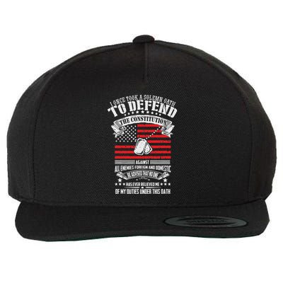 I Once Took A Solemn Oath To Defend Constitution VeternS Da Wool Snapback Cap