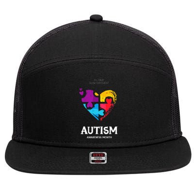 It's Ok To Be Different Autism Awareness 7 Panel Mesh Trucker Snapback Hat