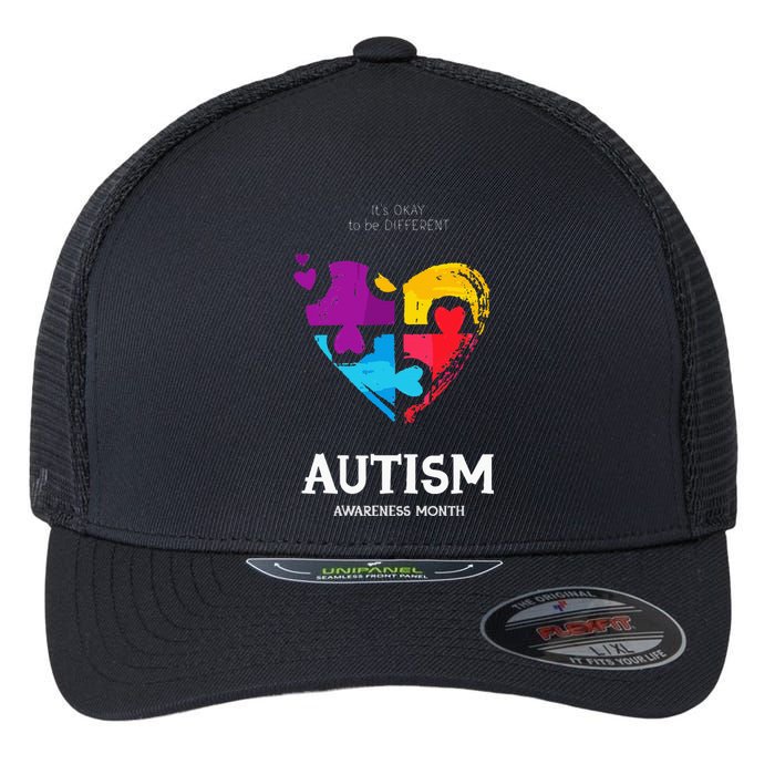 It's Ok To Be Different Autism Awareness Flexfit Unipanel Trucker Cap