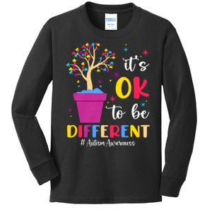 Its Ok To Be Different Plant Pot Autism Awareness Tree Autism Awareness Gifts Kids Long Sleeve Shirt