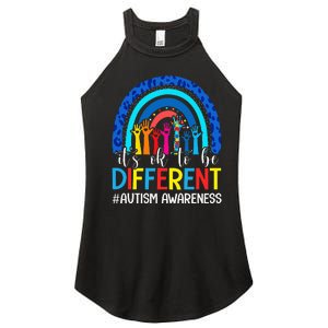 It's Ok To Be Different Autism Awareness Leopard Rainbow Women's Perfect Tri Rocker Tank