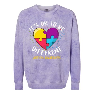 It's Ok To Be Different Autism Awareness Colorblast Crewneck Sweatshirt