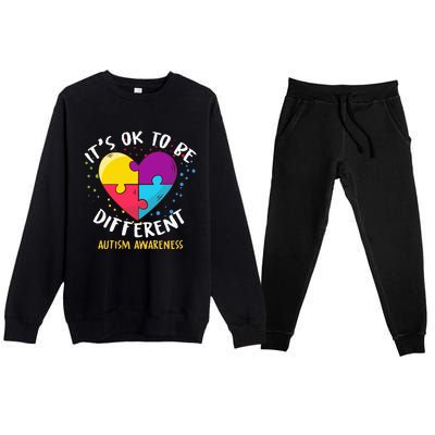 It's Ok To Be Different Autism Awareness Premium Crewneck Sweatsuit Set