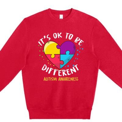 It's Ok To Be Different Autism Awareness Premium Crewneck Sweatshirt