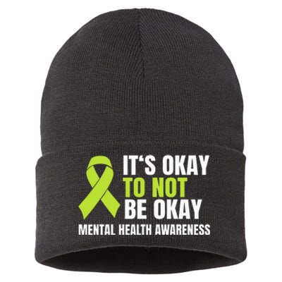 It's Okay To Not Be Okay Mental Health Ribbon Sustainable Knit Beanie