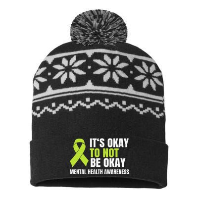 It's Okay To Not Be Okay Mental Health Ribbon USA-Made Snowflake Beanie