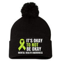 It's Okay To Not Be Okay Mental Health Ribbon Pom Pom 12in Knit Beanie