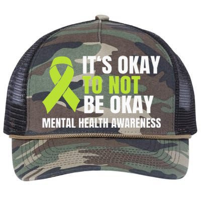 It's Okay To Not Be Okay Mental Health Ribbon Retro Rope Trucker Hat Cap