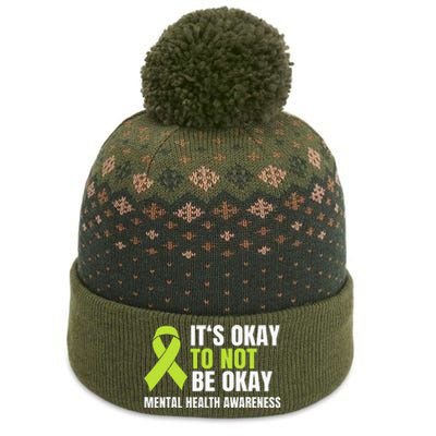 It's Okay To Not Be Okay Mental Health Ribbon The Baniff Cuffed Pom Beanie