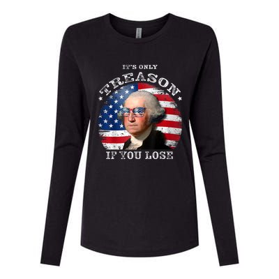 ItS Only Treason If You Lose American Flag Womens Cotton Relaxed Long Sleeve T-Shirt