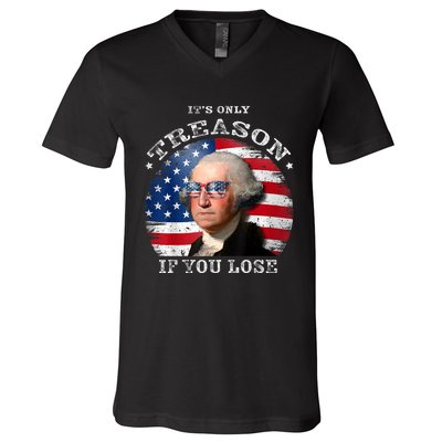 ItS Only Treason If You Lose American Flag V-Neck T-Shirt