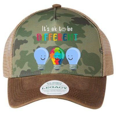 It's Ok To Be Different Autism Awareness Month Lightbulb Legacy Tie Dye Trucker Hat