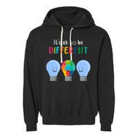 It's Ok To Be Different Autism Awareness Month Lightbulb Garment-Dyed Fleece Hoodie
