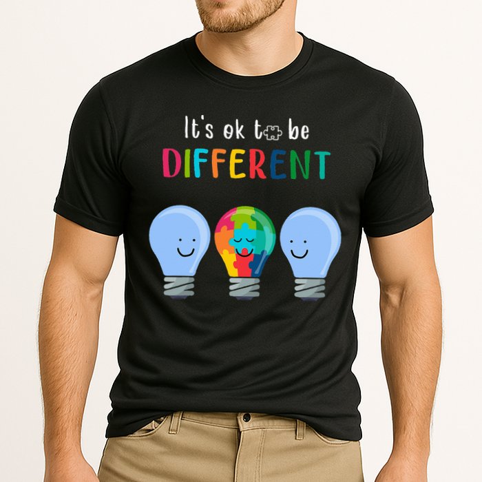 It's Ok To Be Different Autism Awareness Month Lightbulb Performance Shirt