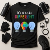 It's Ok To Be Different Autism Awareness Month Lightbulb Performance Shirt