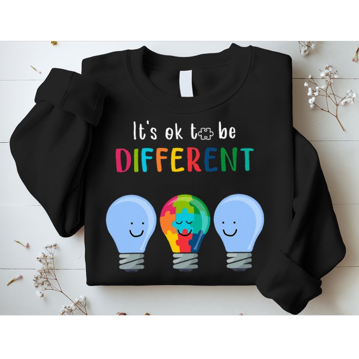 It's Ok To Be Different Autism Awareness Month Lightbulb Sweatshirt