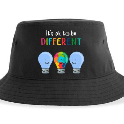 It's Ok To Be Different Autism Awareness Month Lightbulb Sustainable Bucket Hat