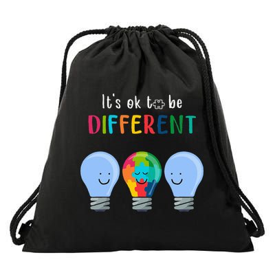 It's Ok To Be Different Autism Awareness Month Lightbulb Drawstring Bag
