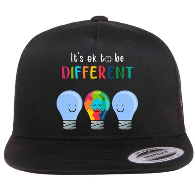 It's Ok To Be Different Autism Awareness Month Lightbulb Flatbill Hat